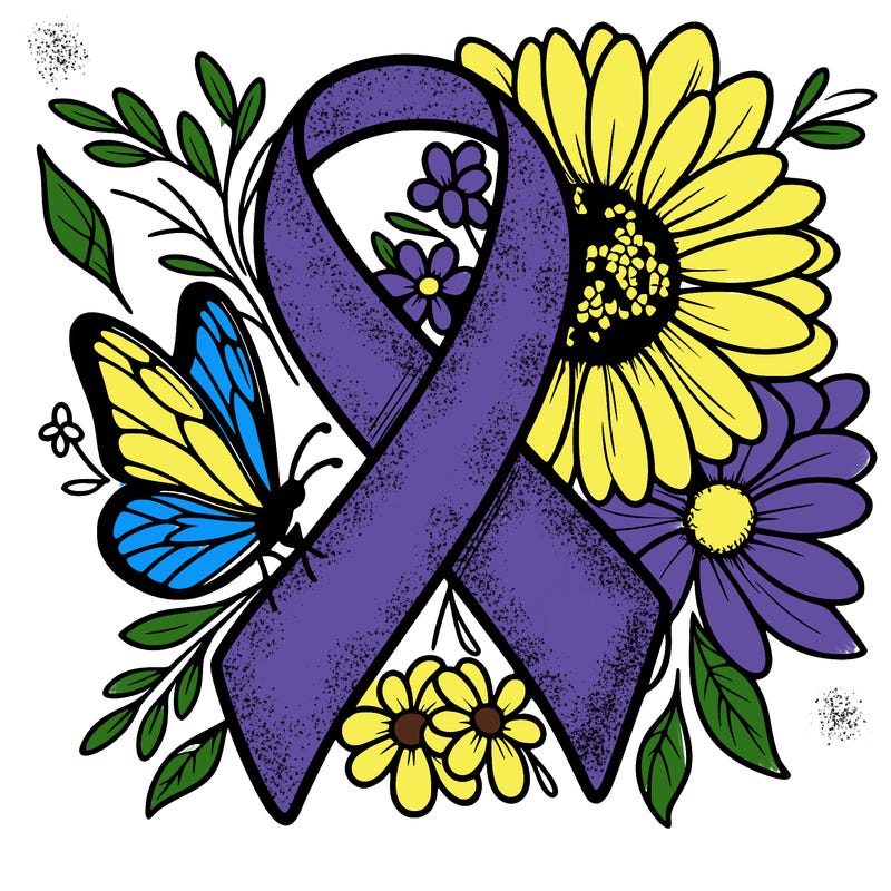 cancer awareness symbol with flowers and butterflies