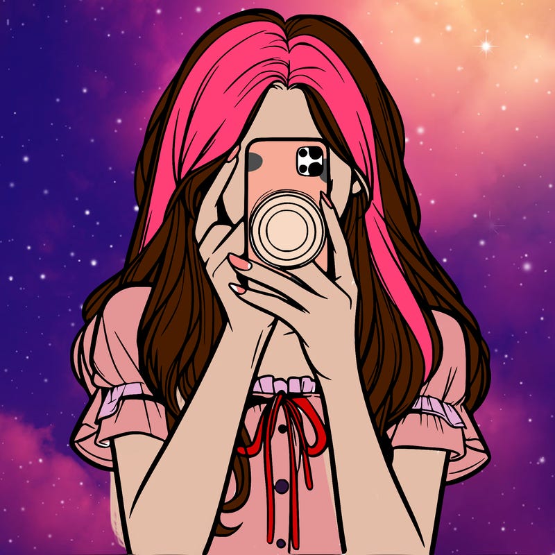 a realistic girl holding her phone taking pictures