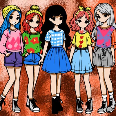 a group of five girls