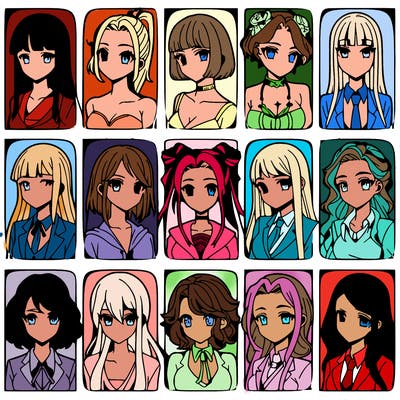 girls that look diffrent anime