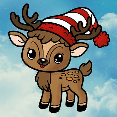 christmas reindeer with santa hat