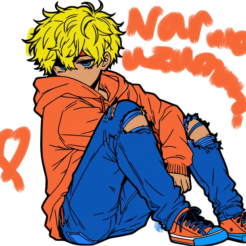 a male hoddie ripped jeans messy hair anime