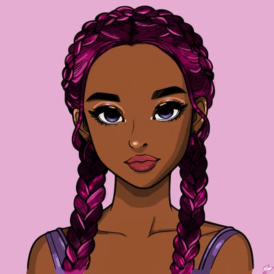 realistic girl with braids