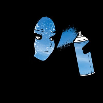 a realistic girl, spray painting