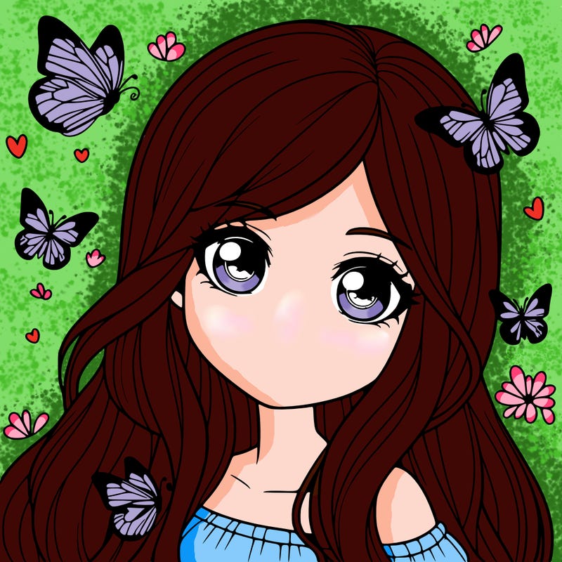 realistic girl with butterflies around her