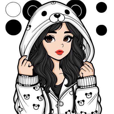 realistic girl in a animal pjs hoodie