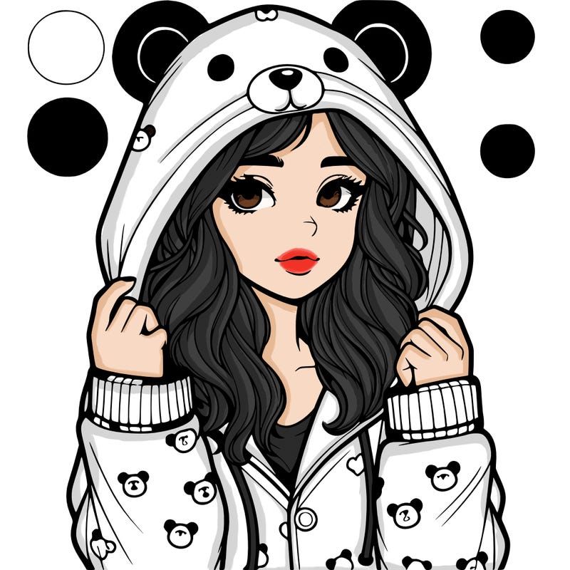 realistic girl in a animal pjs hoodie
