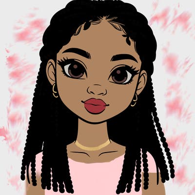 a realistic black girl with braids