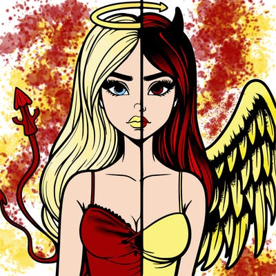 devil vs angel realistic girl