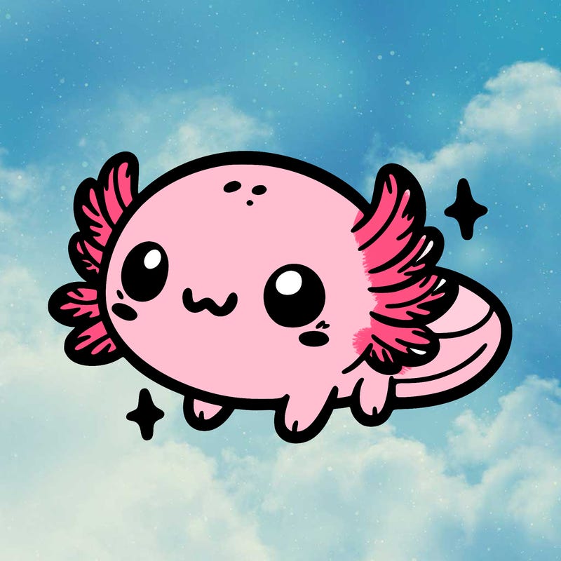cute easy baby axolotl