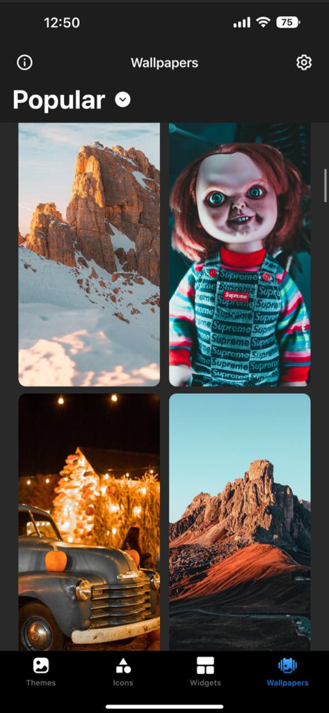 App Themes: Icon Widgets Kit - 앱 테마 아이콘 위젯 키트의 인기 배경화면 선택 화면