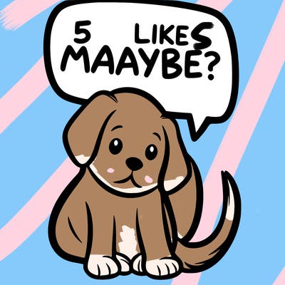 a puppy that says 5 like maybe