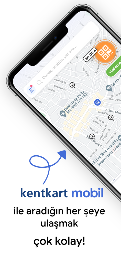 Kentkart - Kentkart 모바일 앱 지도 인터페이스, 도시 탐색 및 버스 추적 표시