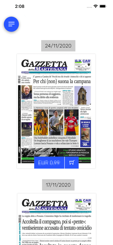 Gazzetta della Martesana - Digital archive view of Gazzetta della Martesana newspaper showing past front pages and publication dates.