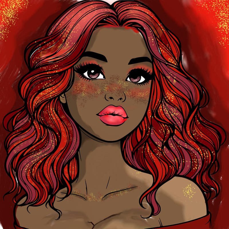 realistic girl with wavy hair and lips
