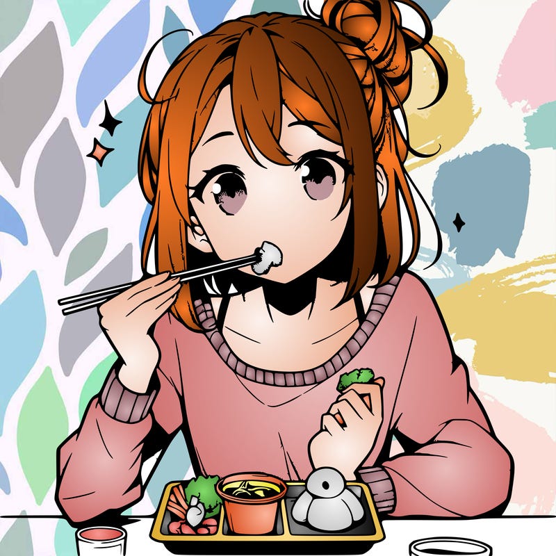 anime girl eating food