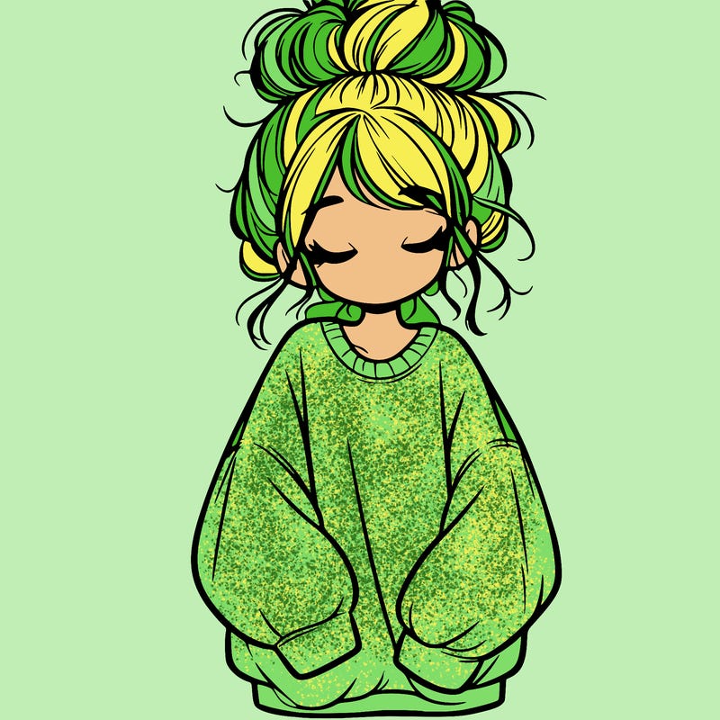 girl with baggy sweatshirt and messy bun