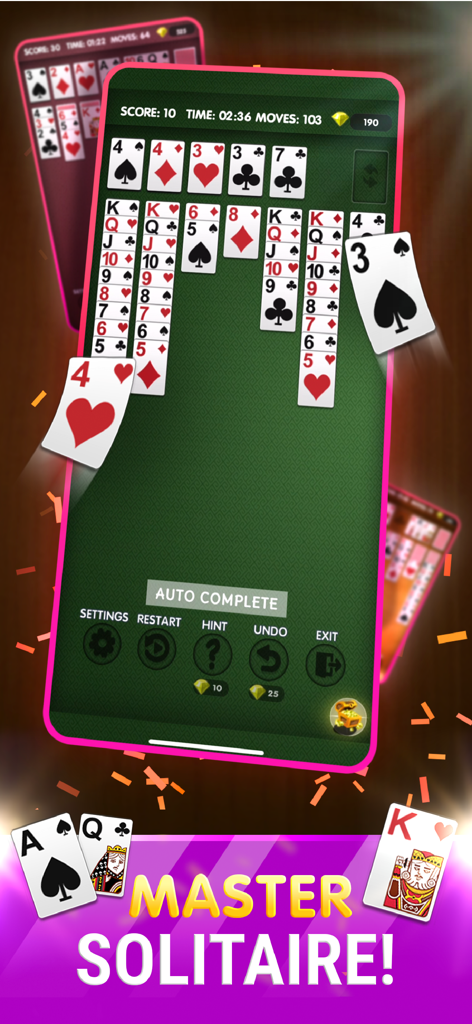 Classic solitaire game gameplay on a smartphone from the No Wifi Games collection