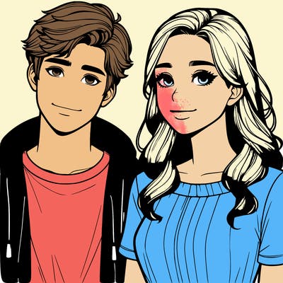 realistic teenage boy and girl