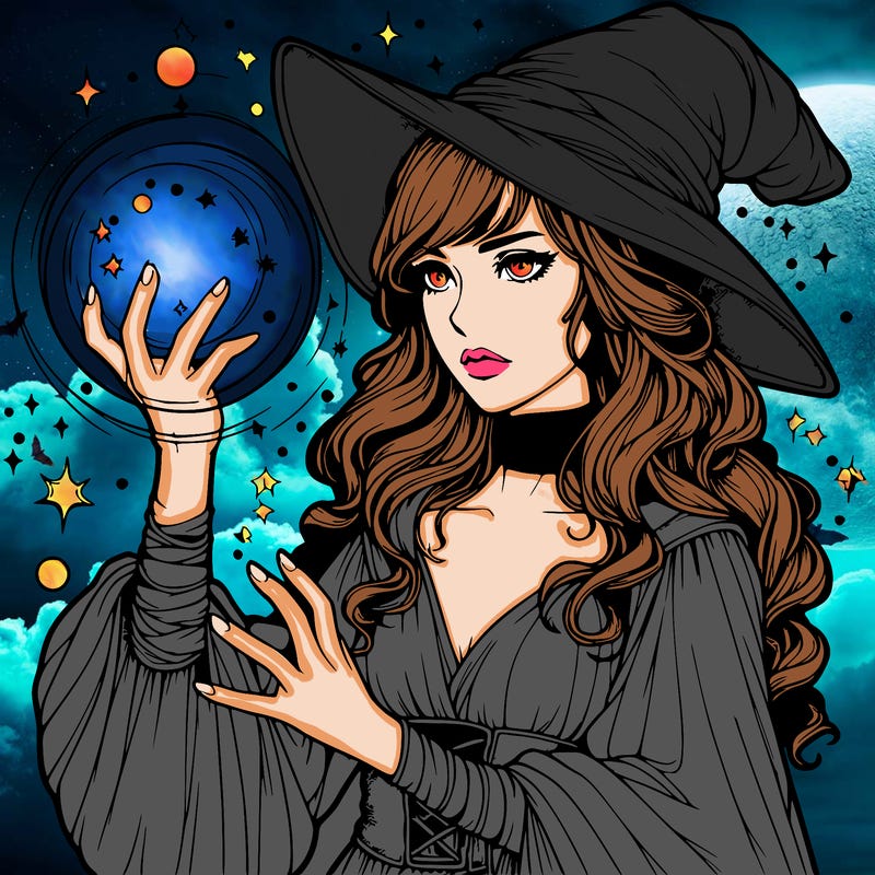 realistic women sorcerer using magic