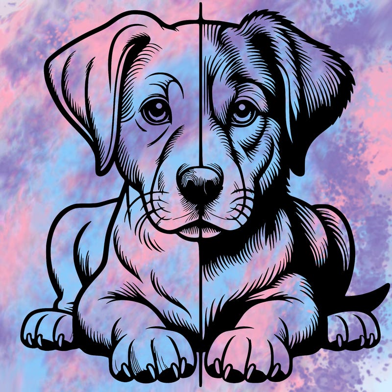 realistic dog split picture