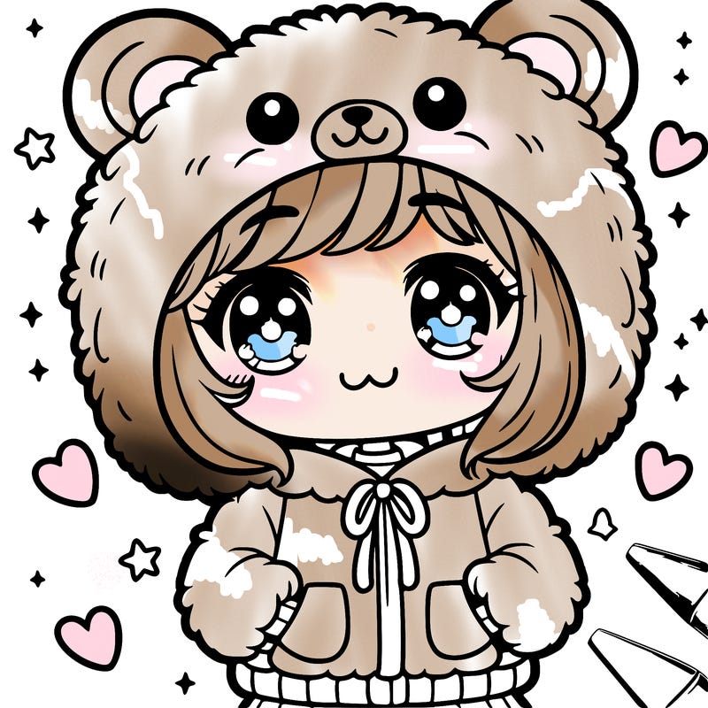 cute girl with a bear hoodie