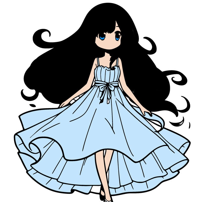 manga girl with a flowing dress