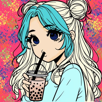 pretty realistic girl drinking boba