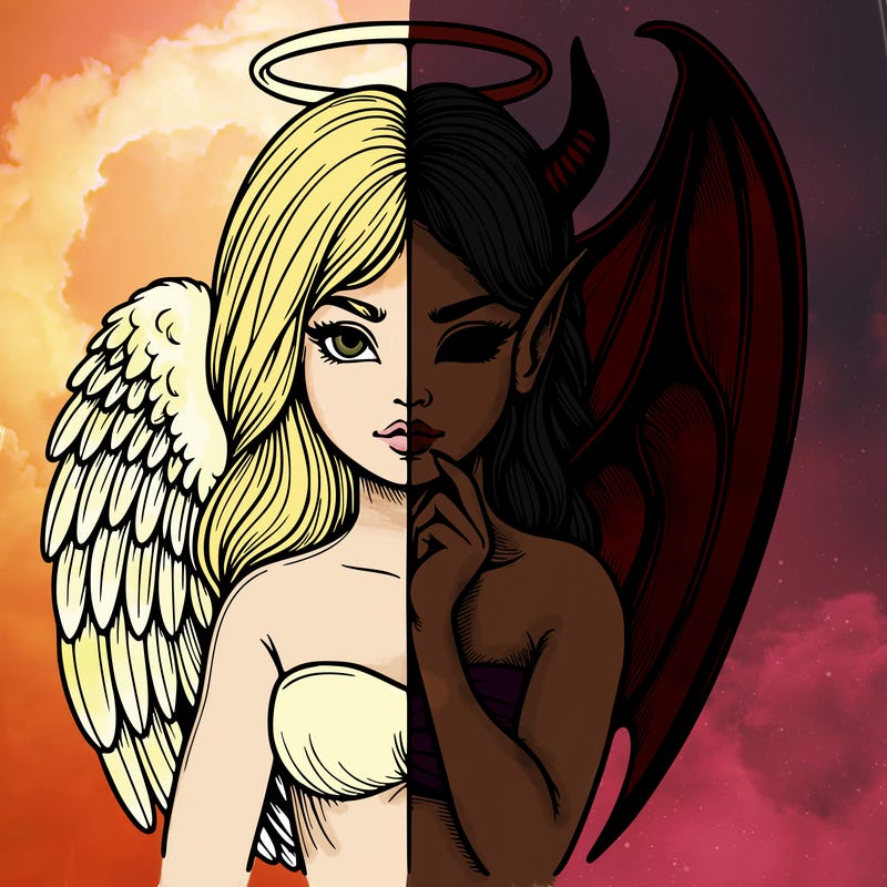 realistic angel half demon