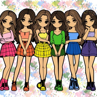a group of girls realistic