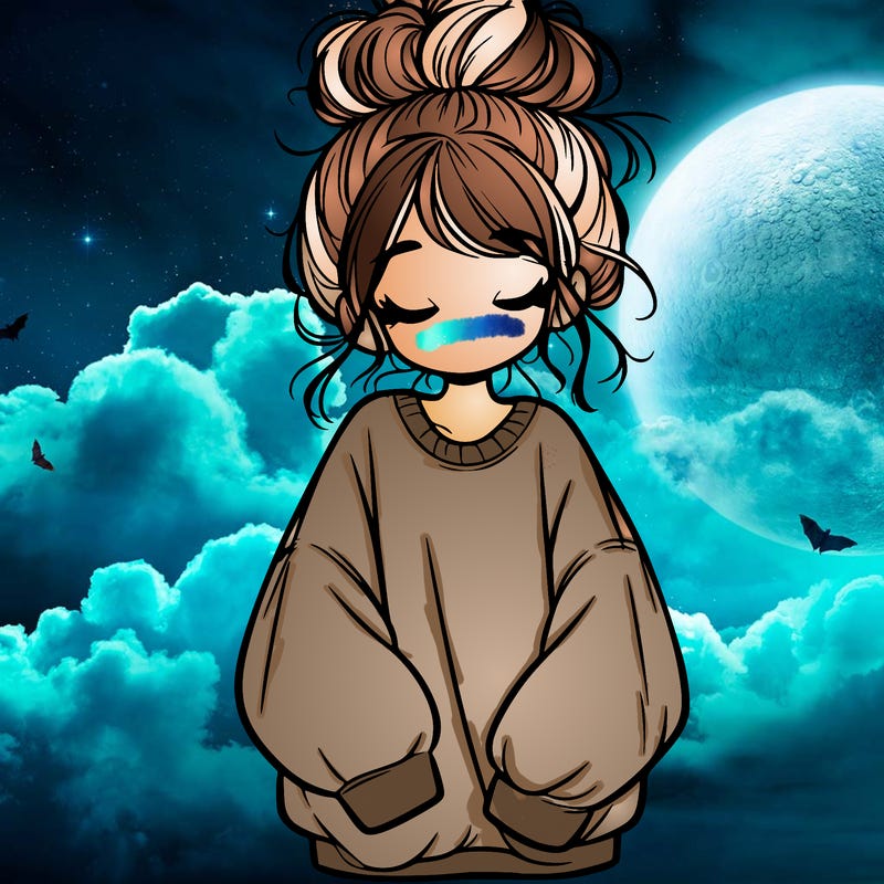 girl with baggy sweatshirt and messy bun