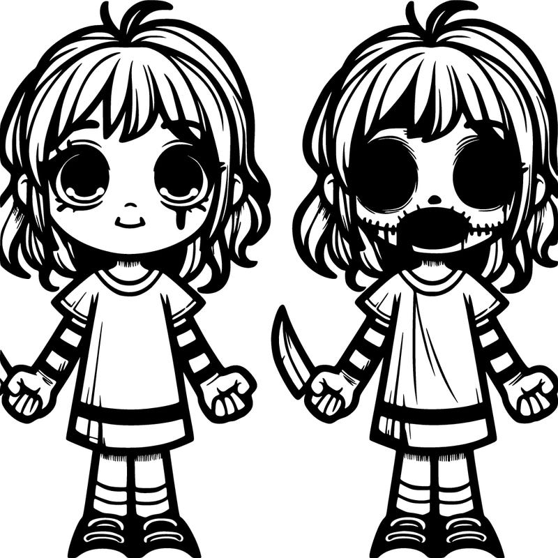 girl scary with knife