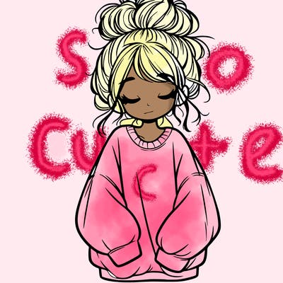 girl with baggy sweatshirt and messy bun