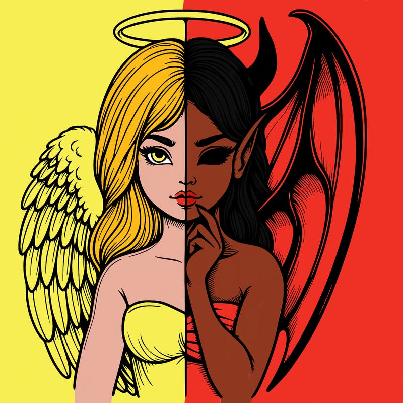 realistic angel half demon