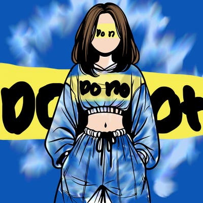 realistic girl faceless with baggy pants and a crop top