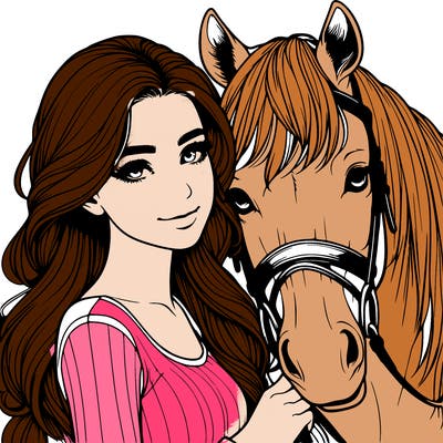realistic girl with horse
