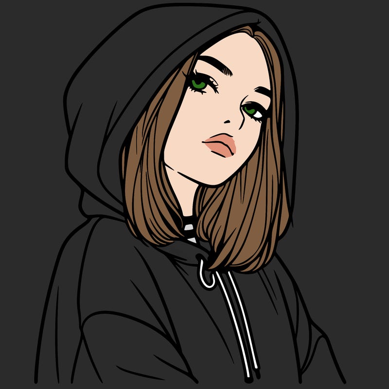 a realistic girl in a hoodie
