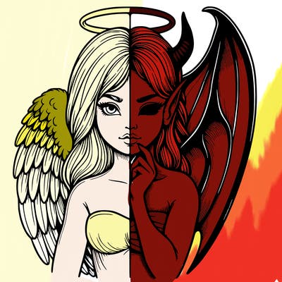 realistic angel half demon