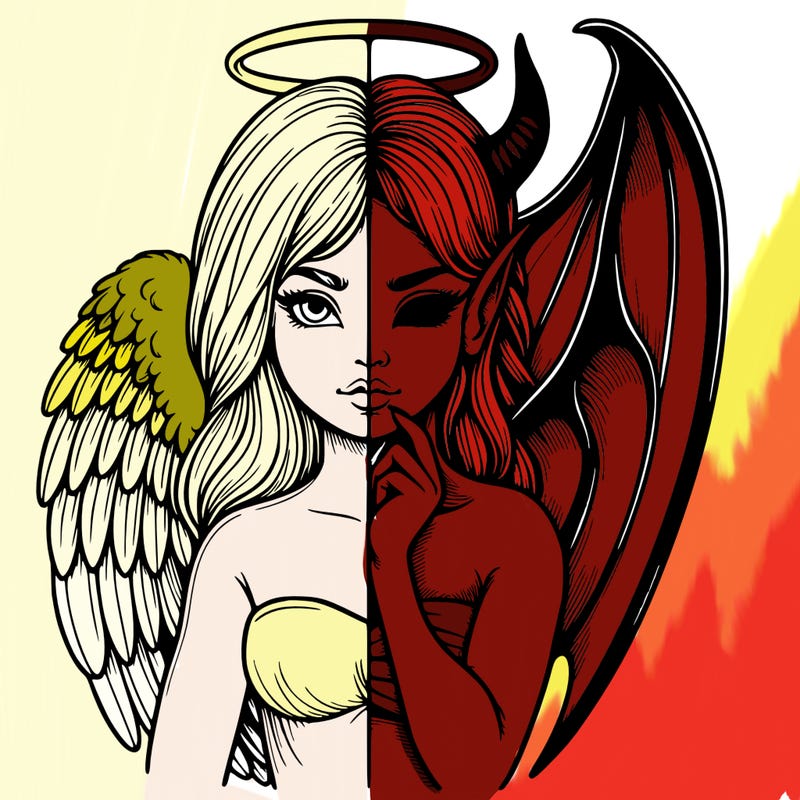 realistic angel half demon