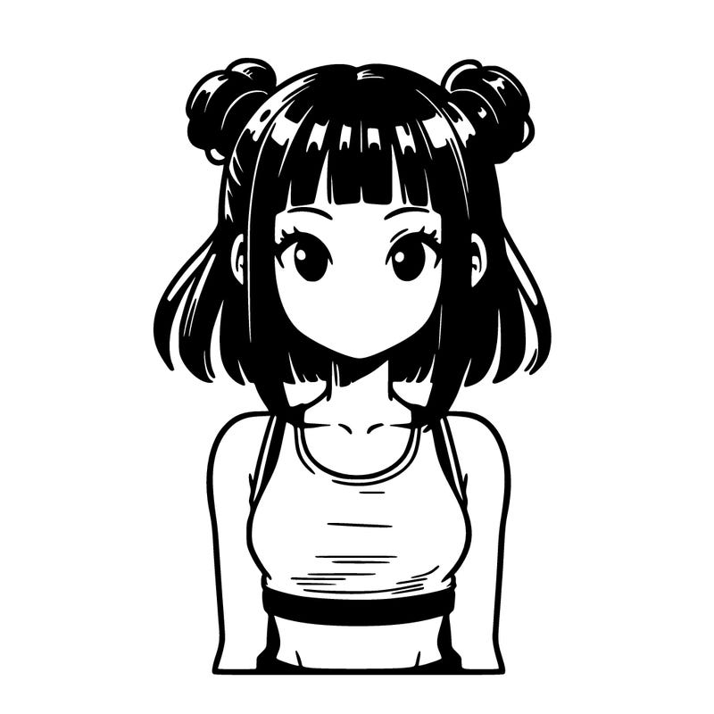 manga girl with crop top