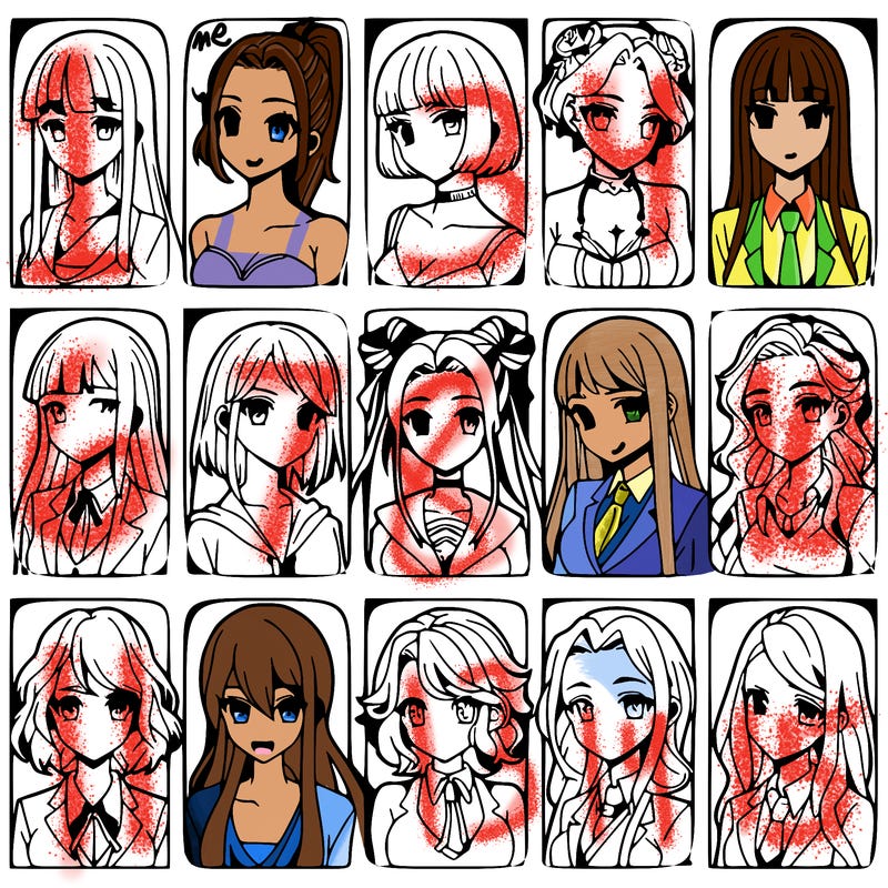 girls that look diffrent anime