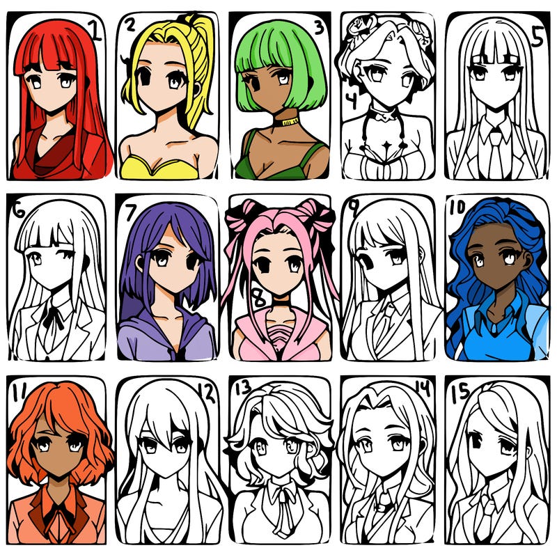 girls that look diffrent anime