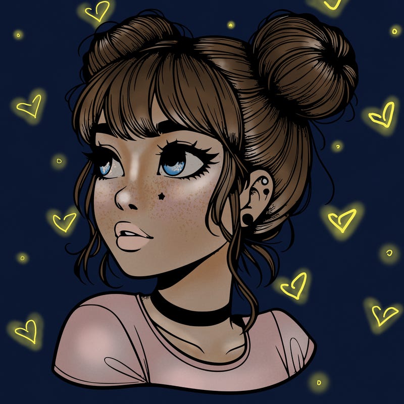 realistic girl with spacebuns