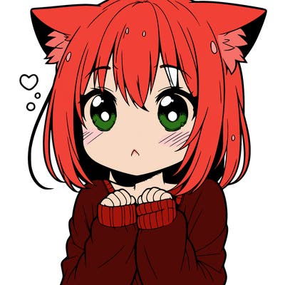 shy anime catgirl