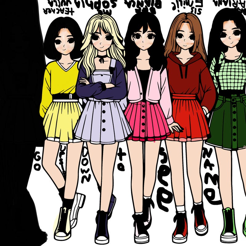 a group of girls realistic