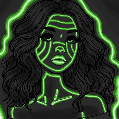 realistic girl with wavy hair and lips