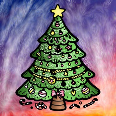 christmas tree with lots of details