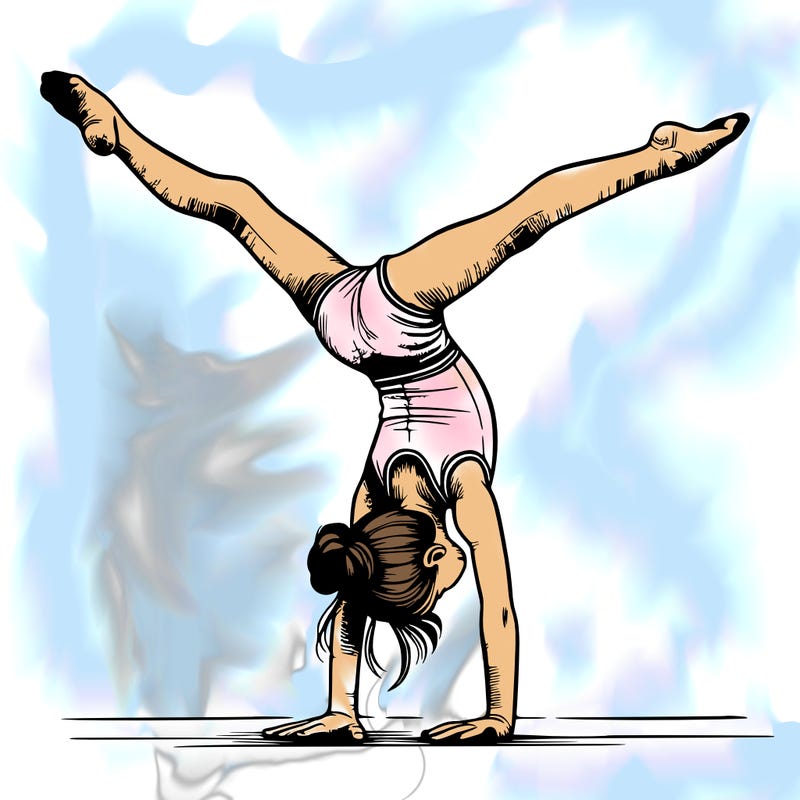 realistic gymnastic hand stand girl in four splits