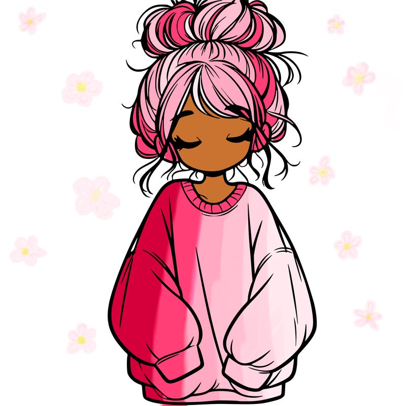 girl with baggy sweatshirt and messy bun