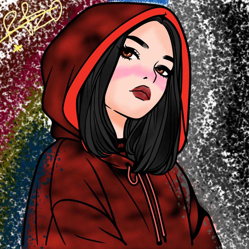 a realistic girl in a hoodie